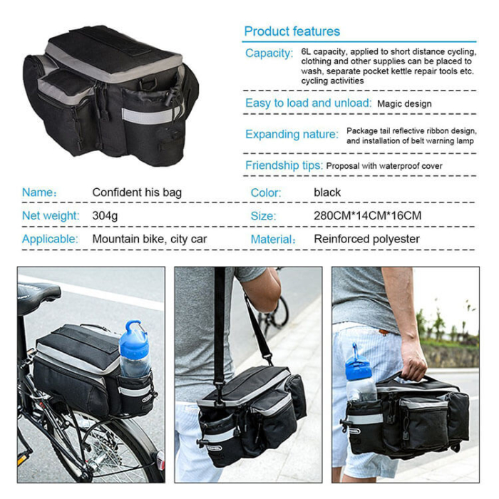Waterproof Black Bike Packing Bag - Image 2
