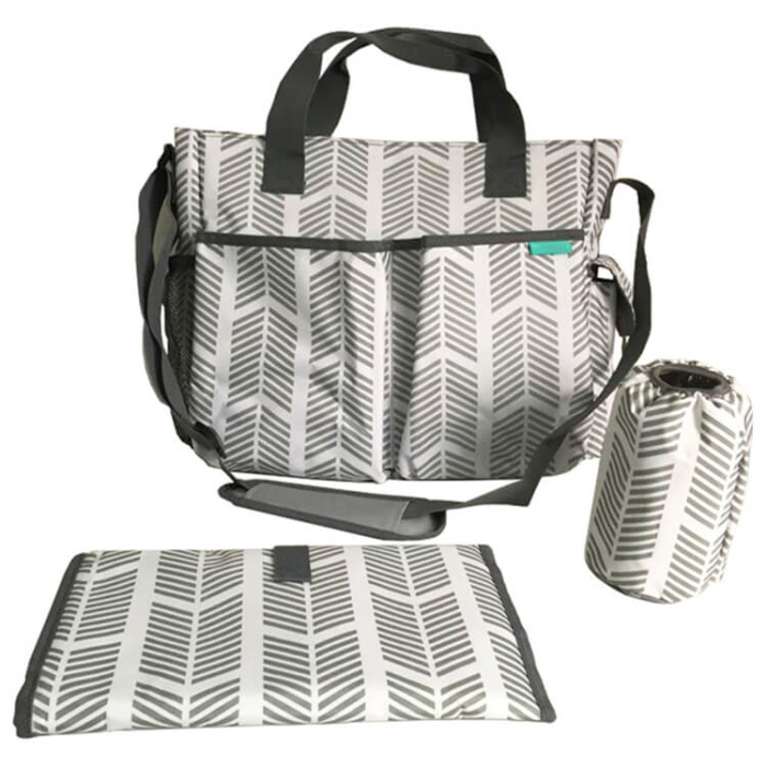 Nylon Mom Bag Set With Baby Bottle Warmer Bag