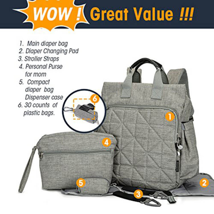 Diaper Bag Set With Baby Changing Pa - Image 4