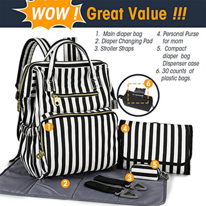 Stripes Diaper Bag For Moms - Image 3