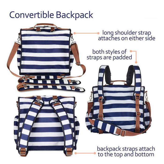 Canvas Blue Stripes Diaper Bags - Image 4