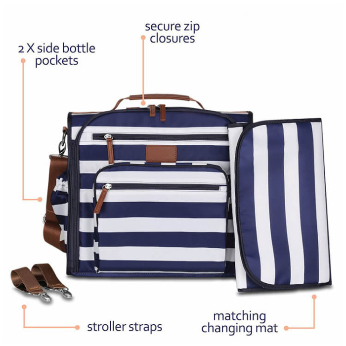 Canvas Blue Stripes Diaper Bags - Image 3