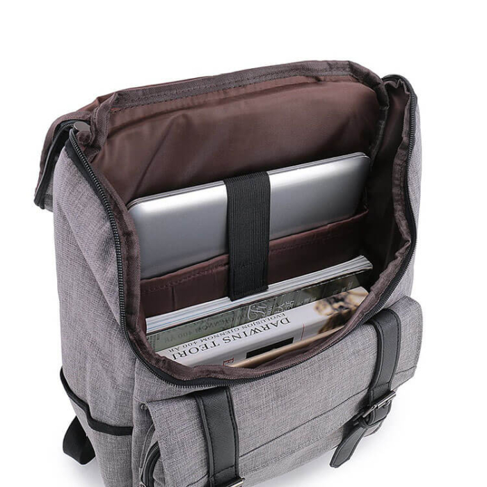 Fashion Mens Backpack Travel Grey Laptop Bag - Image 6